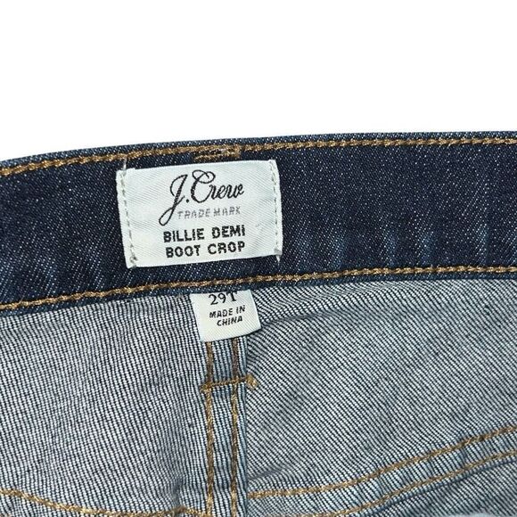 J. Crew Billie Demi Boot Crop Dark Wash Denim Jeans size 29 Tall Long - Picture 3 of 7